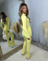 Hope Zip Jacket & Flared Trouser Gym Set - Lemon