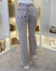 Ashley Push Up Design Straight Leg Denim Jeans - Light Grey