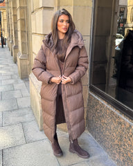 HARPER Padded Duvet Coat - Chocolate