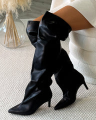 Ciara Knee-Length Heeled Boots - Black