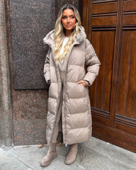 HARPER Padded Duvet Coat - Taupe