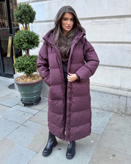 HARPER Padded Duvet Coat - Burgundy