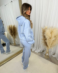 Skylar 'GLAMDOLL' High Density Front Detail Fleece Lined Hoodie - Baby Blue