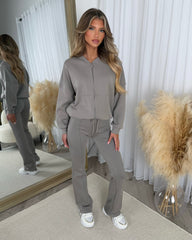 Bethan Zip up Bomber Jacket & Flares Set - Dove