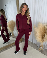 Bethan Zip up Bomber Jacket & Flares Set - Wine