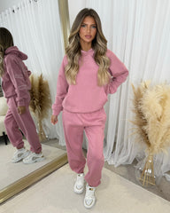 Harlow Plain Fleece Lined Cuffed Leg Joggers - Blush Pink
